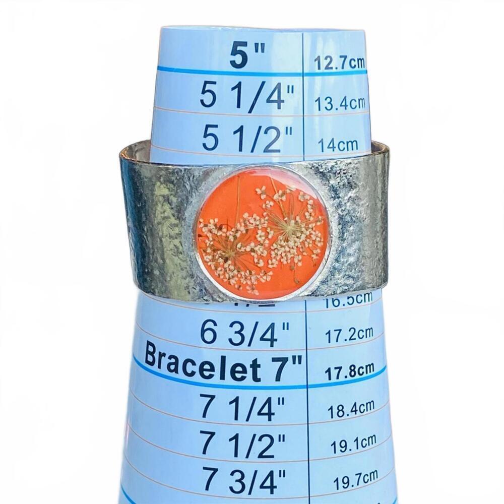 Shari Dixon Pressed Flower Orange Cuff Bracelet - Picture 6 of 9